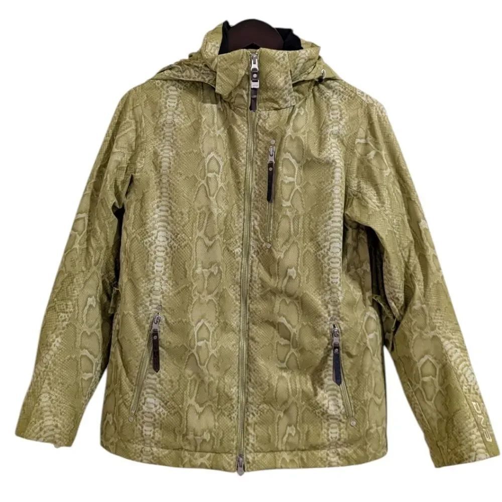 Descente DNA Lime Green Snake Print Ski/Snowboard Jacket - US 6